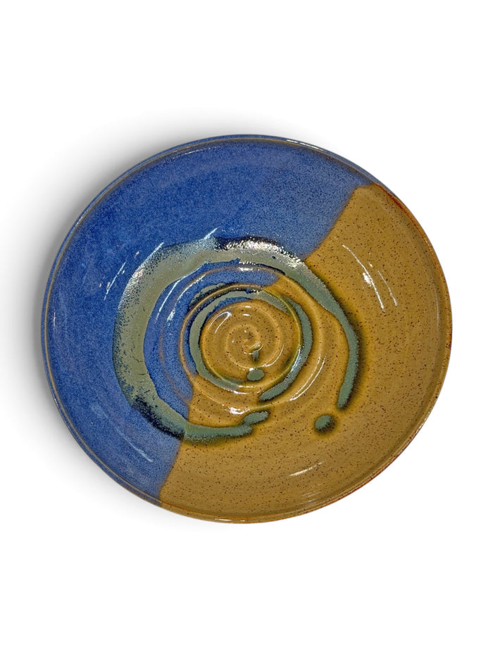 Pasta Bowl, swirl - blue eggshell & weathered bronze 1