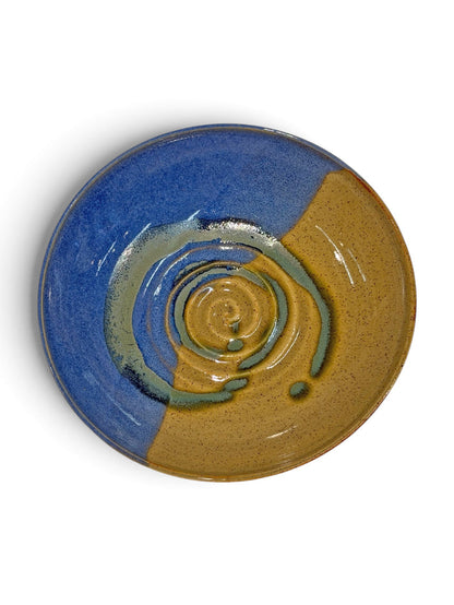 Pasta Bowl, swirl - blue eggshell & weathered bronze 1