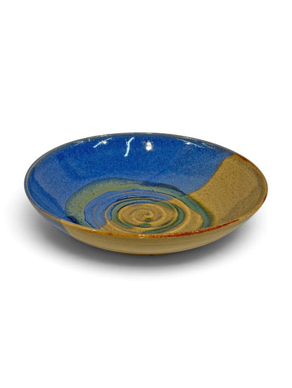 Pasta Bowl, swirl - blue eggshell & weathered bronze 1