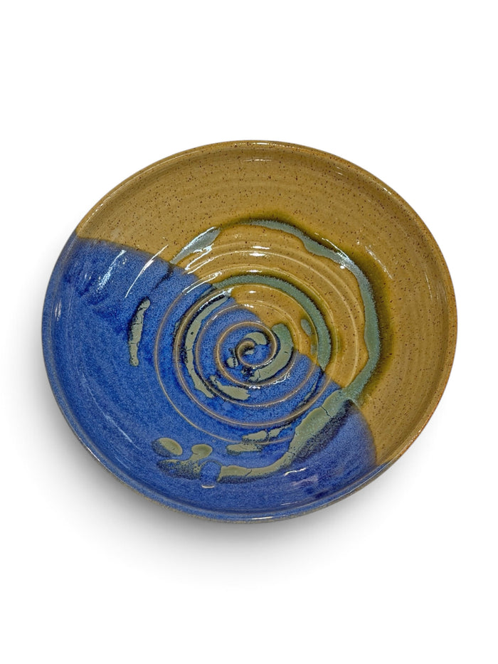 Pasta Bowl, swirl - blue eggshell & weathered bronze 2
