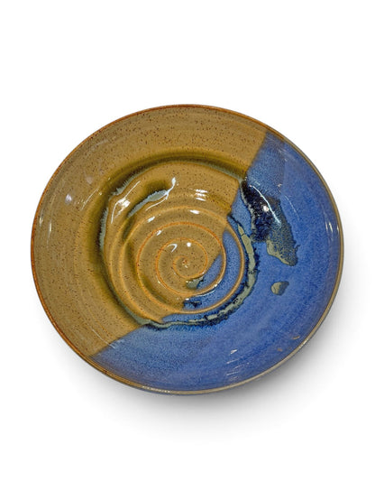 Pasta Bowl, swirl - blue eggshell & weathered bronze 3