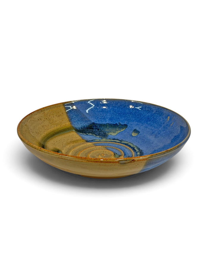 Pasta Bowl, swirl - blue eggshell & weathered bronze 3