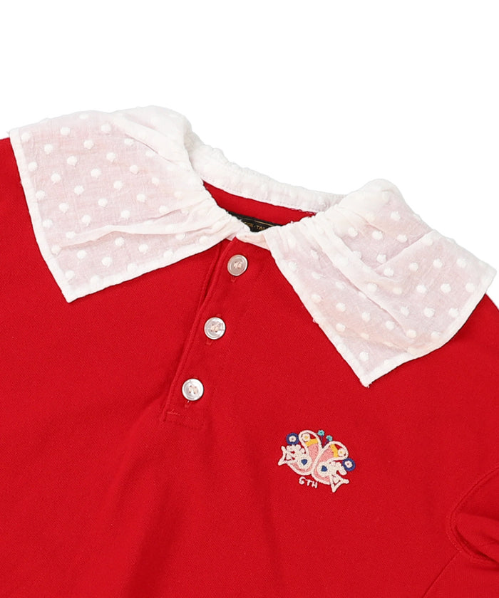 Pique Ruffled Polo Shirt