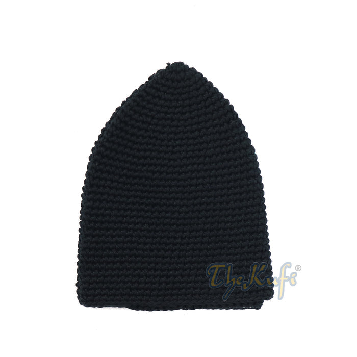 Plain Black Hand-Crocheted 100% Cotton Kufi Cap Comfortable Fit
