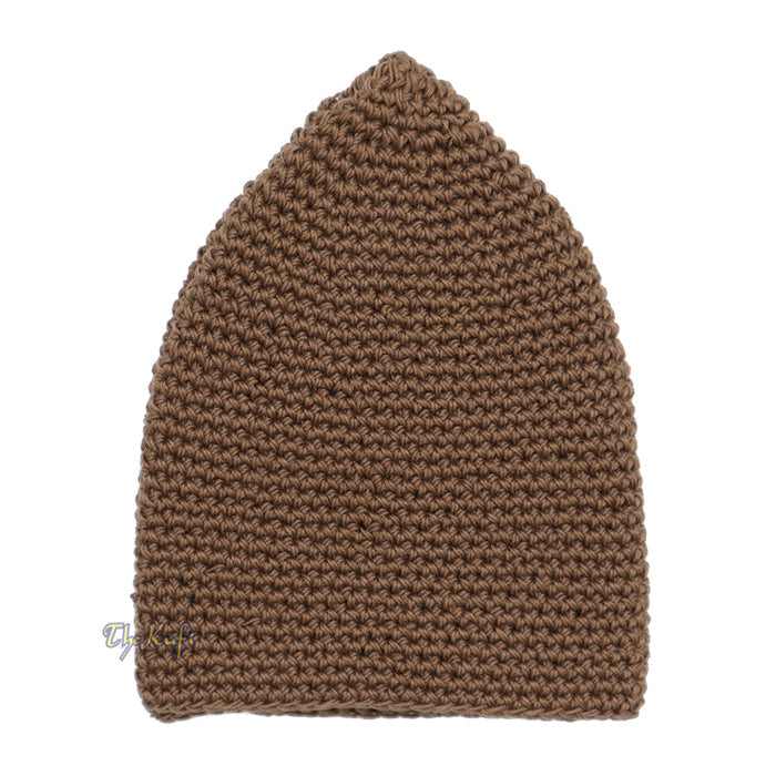 Plain Dark Khaki Hand-Crocheted 100% Cotton Kufi Hat -Design and Comfortable Fit