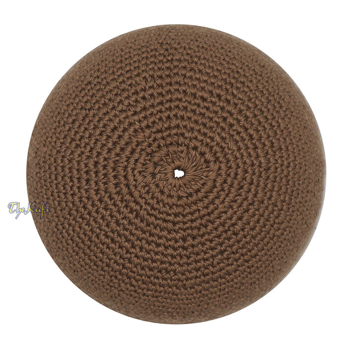 Plain Dark Khaki Hand-Crocheted 100% Cotton Kufi Hat -Design and Comfortable Fit