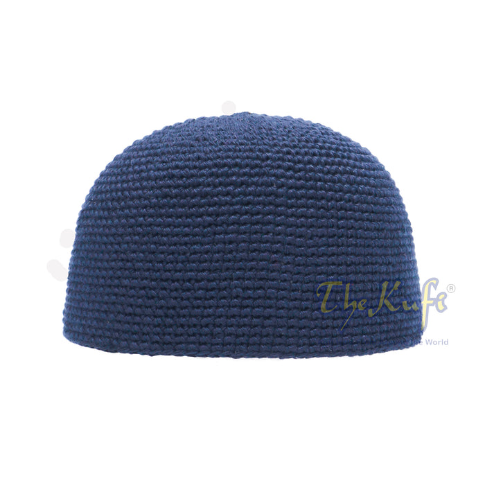 Plain Dark Navy Blue Hand-Crocheted 100% Cotton Kufi Hat Fits Most Design and Comfortable Fit