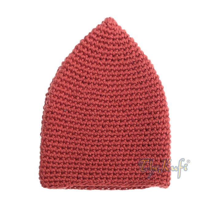 Plain Dark Red Hand-Crocheted 100% Cotton Kufi Hat Design and Comfortable Fit