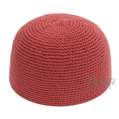 Plain Dark Red Hand-Crocheted 100% Cotton Kufi Hat Design and Comfortable Fit