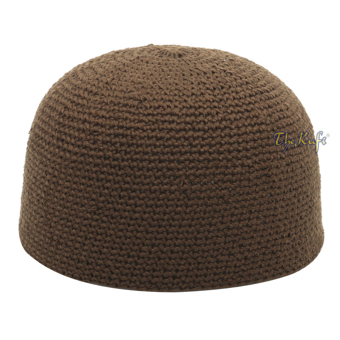Plain Extra Dark Brown Hand-Crocheted 100% Cotton Kufi Hat Design and Comfortable Fit