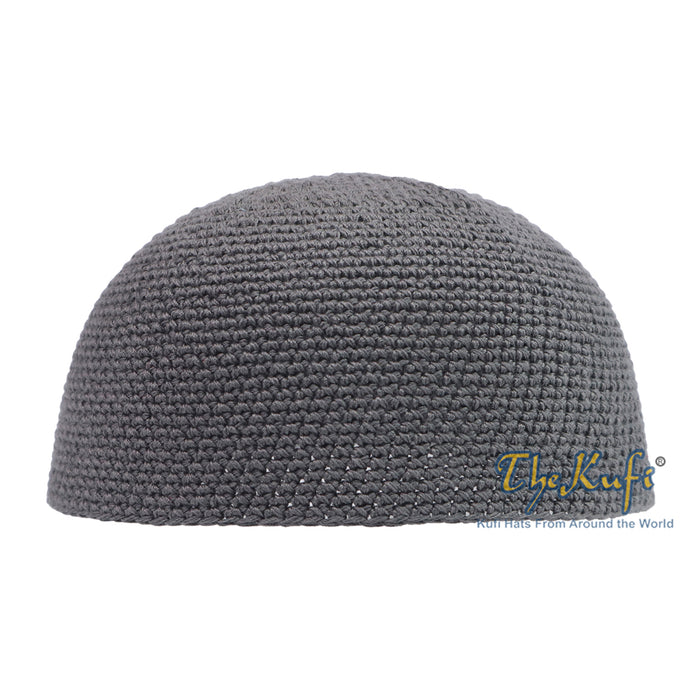 Plain Gray Hand-Crocheted 100% Cotton Kufi Hat Design and Comfortable Fit