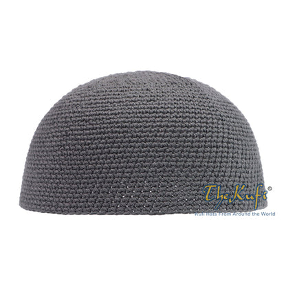 Plain Gray Hand-Crocheted 100% Cotton Kufi Hat Design and Comfortable Fit