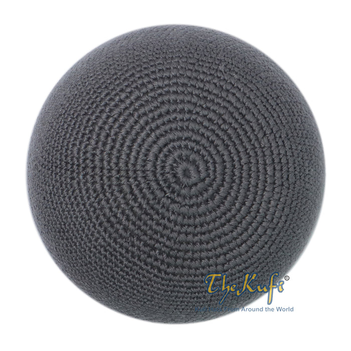 Plain Gray Hand-Crocheted 100% Cotton Kufi Hat Design and Comfortable Fit