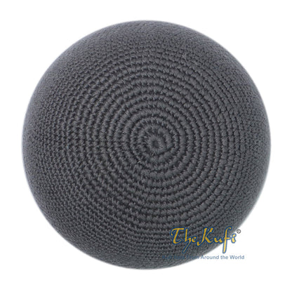 Plain Gray Hand-Crocheted 100% Cotton Kufi Hat Design and Comfortable Fit