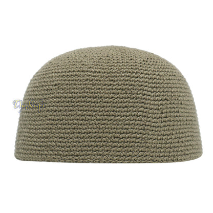 Plain Khaki Brown Hand-Crocheted 100% Cotton Jacquard Kufi Hat Design and Comfortable Fit