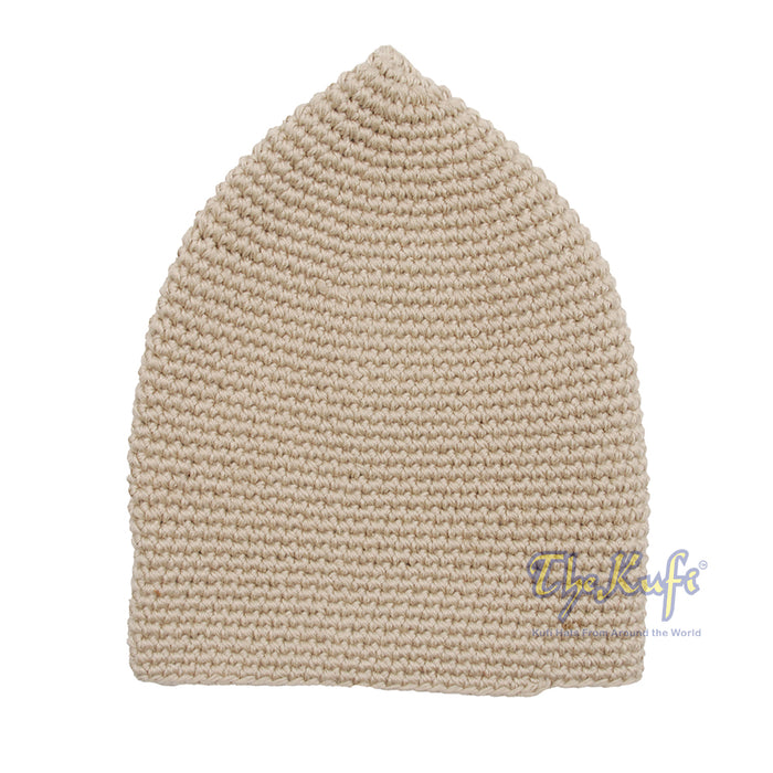 Plain Khaki Hand-Crocheted 100% Cotton Kufi Hat Design and Comfortable Fit