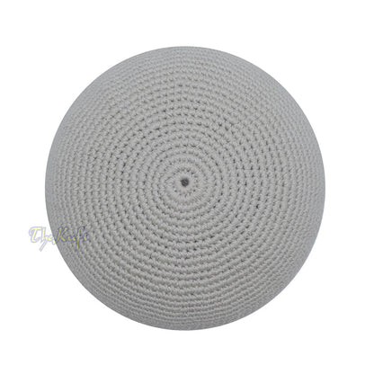 Plain Light Gray Hand-Crocheted 100% Cotton Jacquard Kufi Hat - Comfortable Fit