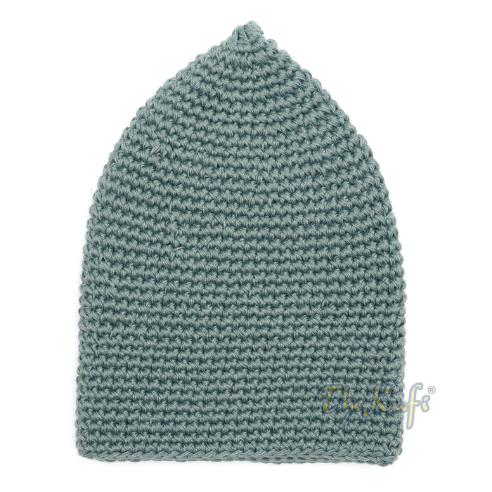 Plain Light Khaki Green Hand-Crocheted 100% Cotton Kufi Hat Design and Comfortable Fit