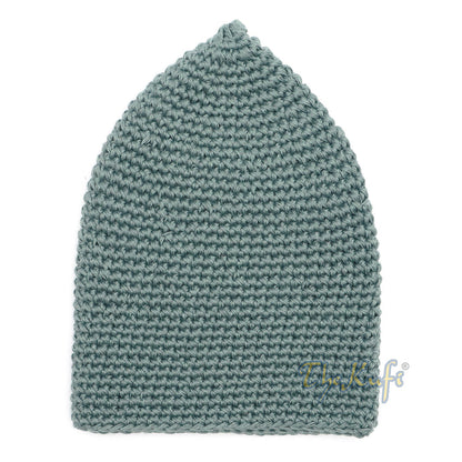 Plain Light Khaki Green Hand-Crocheted 100% Cotton Kufi Hat Design and Comfortable Fit