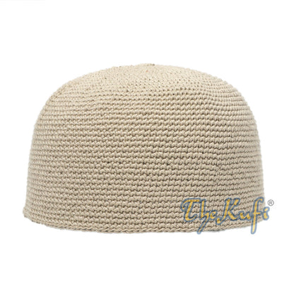Plain Light Khaki Hand-Crocheted 100% Cotton Kufi Hat Design and Comfortable Fit