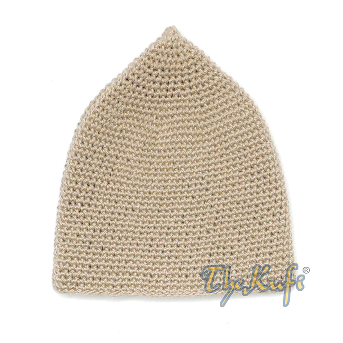Plain Light Khaki Hand-Crocheted 100% Cotton Kufi Hat Design and Comfortable Fit