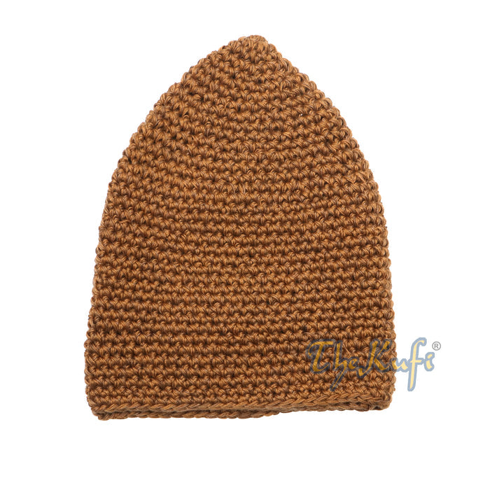Plain Rust Brown Hand-Crocheted 100% Cotton Kufi Hat Design and Comfortable Fit