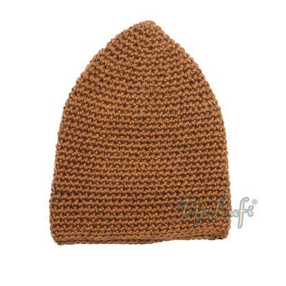 Plain Rust Brown Hand-Crocheted 100% Cotton Kufi Hat Design and Comfortable Fit