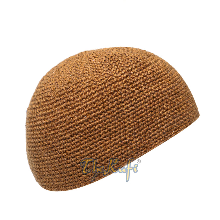 Plain Rust Brown Hand-Crocheted 100% Cotton Kufi Hat Design and Comfortable Fit