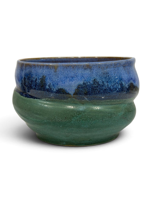 Planter - swirl, weathered bronze and blue