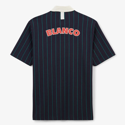Polo manches courtes en coton jersey raye bleu marine et vert HOMME SERGE BLANCO