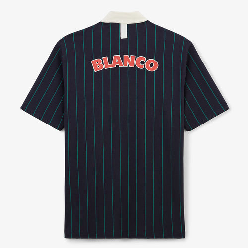 Polo manches courtes en coton jersey raye bleu marine et vert HOMME SERGE BLANCO