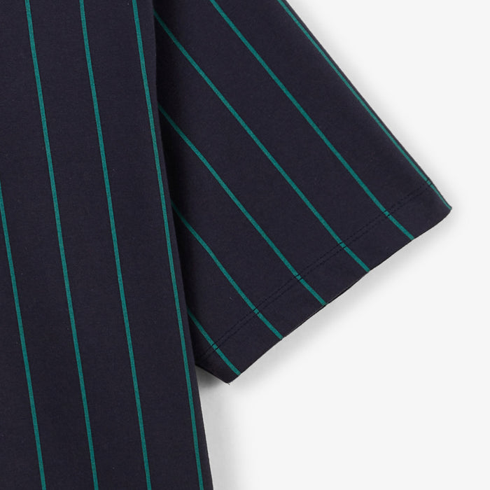 Polo manches courtes en coton jersey raye bleu marine et vert HOMME SERGE BLANCO