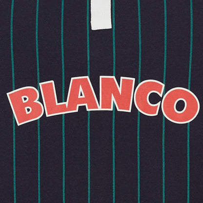 Polo manches courtes en coton jersey raye bleu marine et vert HOMME SERGE BLANCO