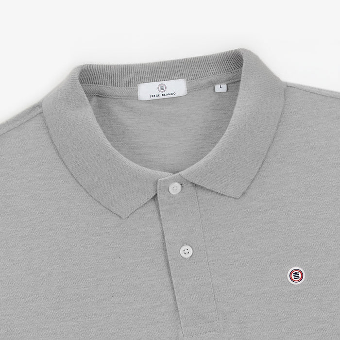 Polo Junior Manches Courtes En Coton Piqué Gris Chiné Lucas SERGE BLANCO