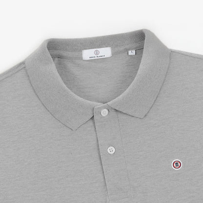 Polo Junior Manches Courtes En Coton Piqué Gris Chiné Lucas SERGE BLANCO
