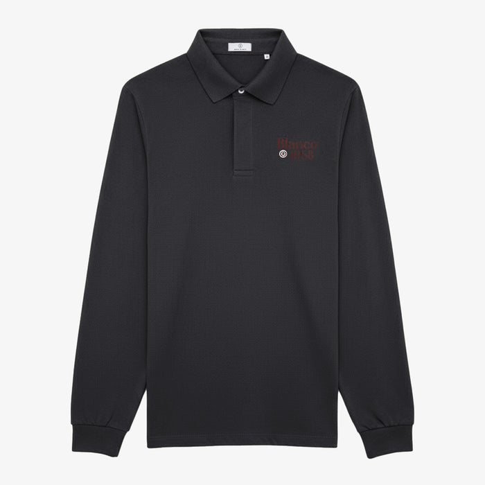 Polo manches longues coton piqué uni anthracite Blanco 1958 homme serge blanco