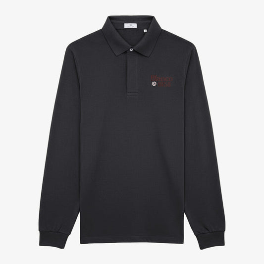 Polo manches longues coton piqué uni anthracite Blanco 1958 homme serge blanco