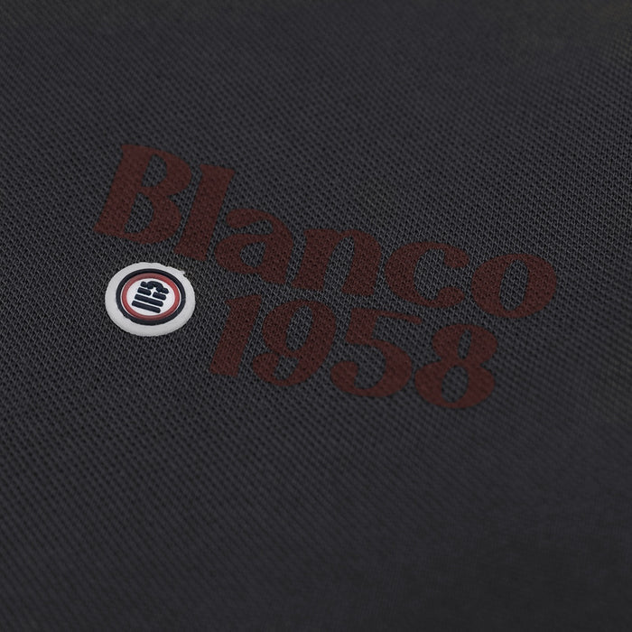 Polo manches longues coton piqué uni anthracite Blanco 1958 homme serge blanco