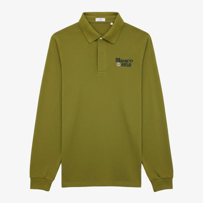 Polo manches longues coton piqué uni bronze Blanco 1958 homme serge blanco