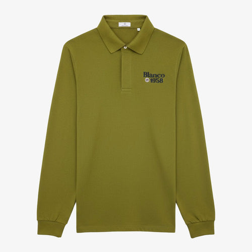 Polo manches longues coton piqué uni bronze Blanco 1958 homme serge blanco