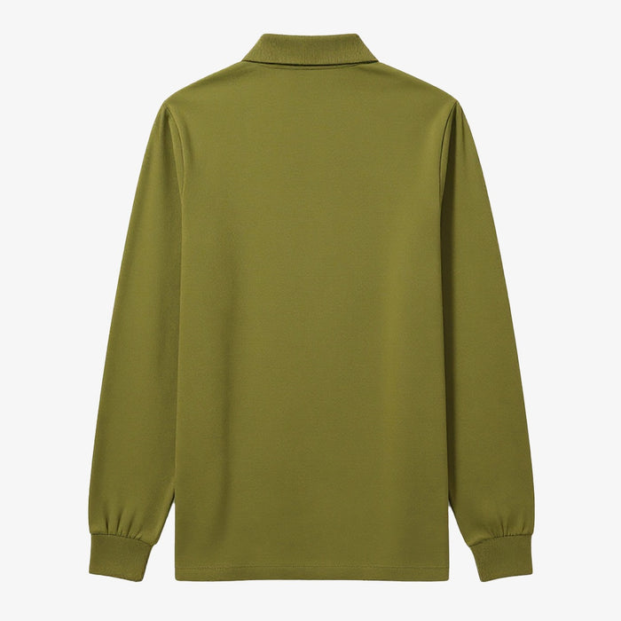 Polo manches longues coton piqué uni bronze Blanco 1958 homme serge blanco