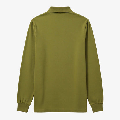 Polo manches longues coton piqué uni bronze Blanco 1958 homme serge blanco