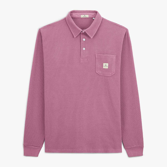 Polo Manches Longues En Coton Gaufré Violet Pourpre Logano Homme SERGE BLANCO