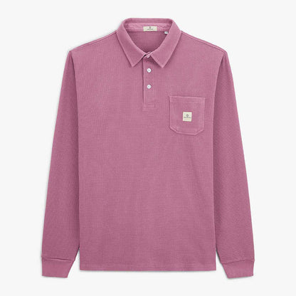 Polo Manches Longues En Coton Gaufré Violet Pourpre Logano Homme SERGE BLANCO