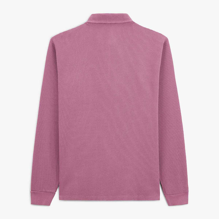 Polo Manches Longues En Coton Gaufré Pourpre Logano Homme SERGE BLANCO