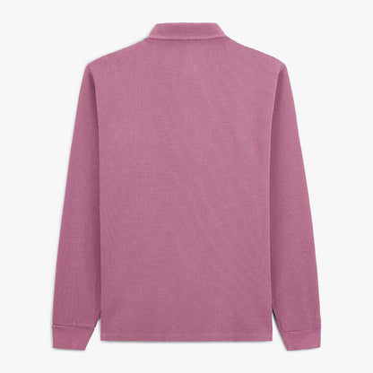 Polo Manches Longues En Coton Gaufré Pourpre Logano Homme SERGE BLANCO