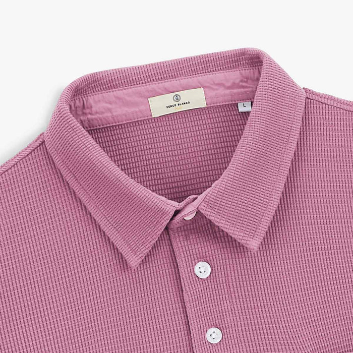 Polo Manches Longues En Coton Gaufré Pourpre Logano Homme SERGE BLANCO