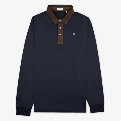 Polo manches longues en coton jersey bleu marine homme serge blanco