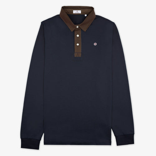 Polo manches longues en coton jersey bleu marine homme serge blanco