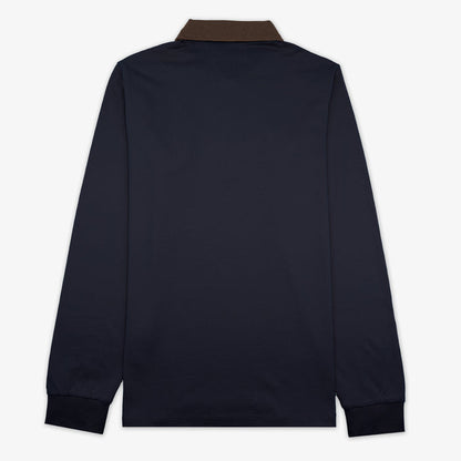 Polo manches longues en coton jersey bleu marine
